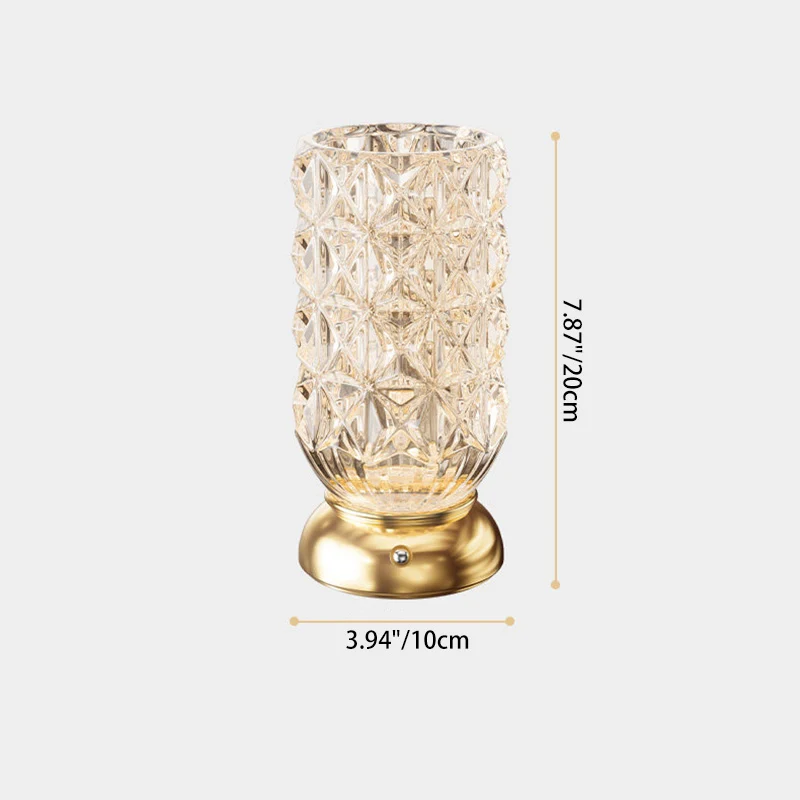 Modern Luxury Round Glass Aluminum Alloy LED Decorative Vase Table Lamp For Bedroom