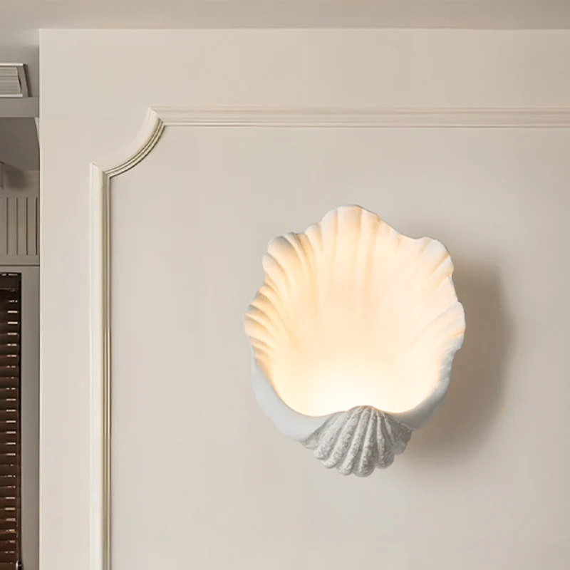 Traditional French Shell-Shaped Resin 1-Light Wall Sconce Lamp For Living Room