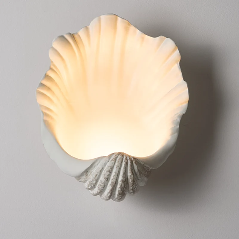 Traditional French Shell-Shaped Resin 1-Light Wall Sconce Lamp For Living Room