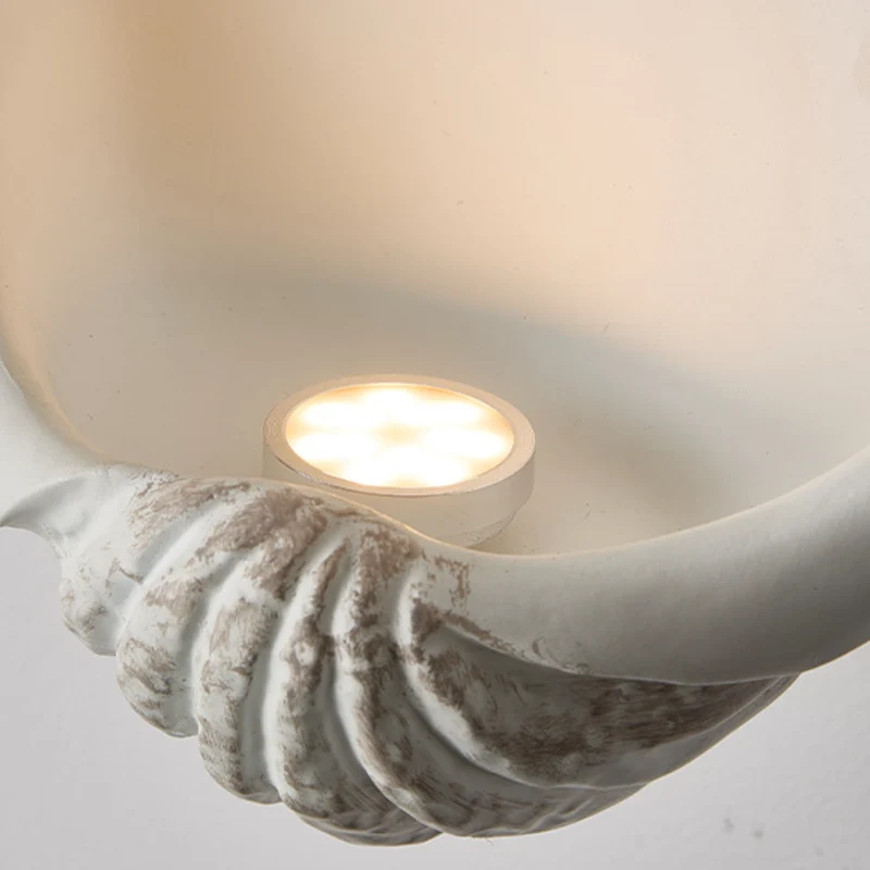 Traditional French Shell-Shaped Resin 1-Light Wall Sconce Lamp For Living Room