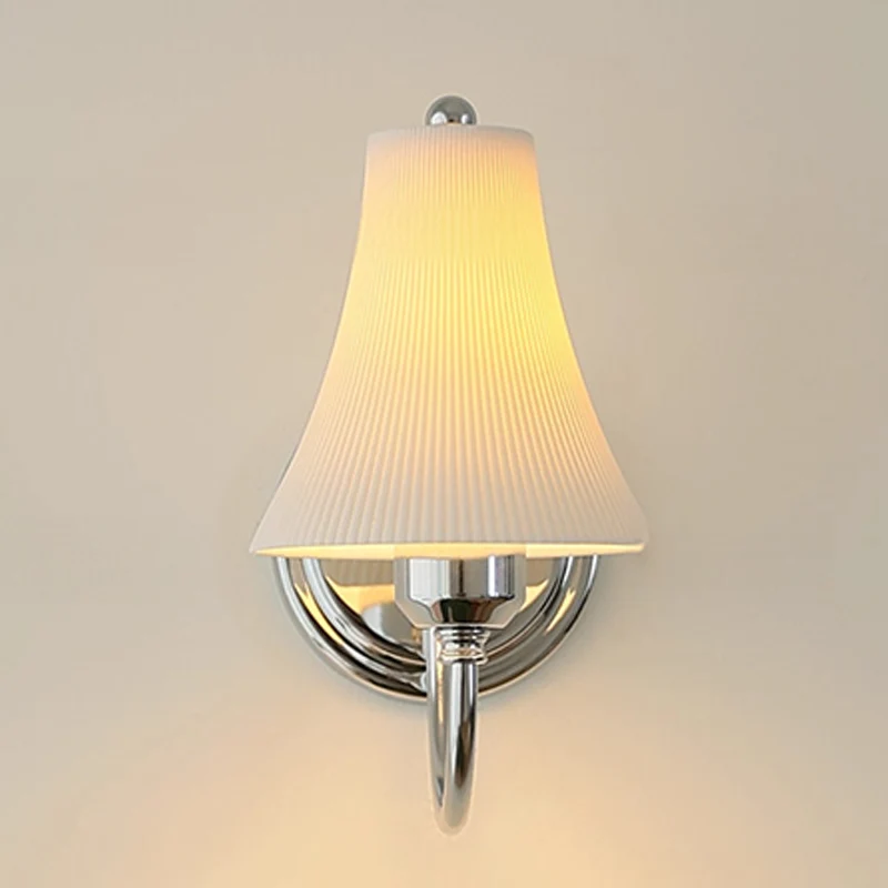 Traditional French Round Iron Ceramic 1-Light Slim Waist-Shaped Wall Sconce Lamp For Bedroom