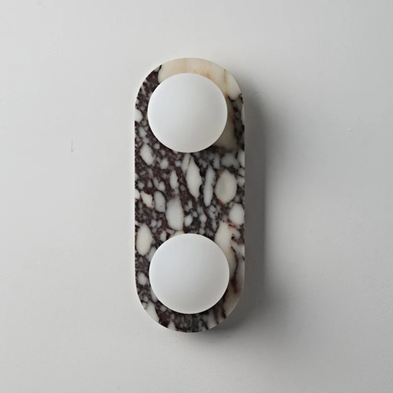 Traditional French Oval Glass Marble 1/2-Light Wall Sconce Lamp For Entryway