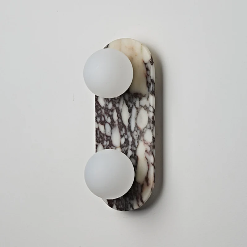 Traditional French Oval Glass Marble 1/2-Light Wall Sconce Lamp For Entryway