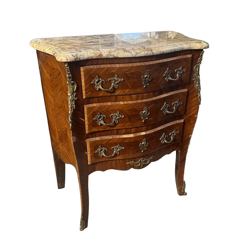 Louis XV brocade chest of drawers