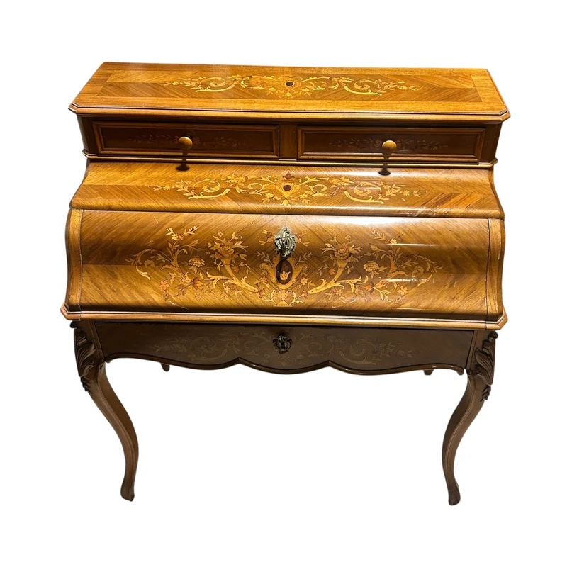 French lady's secretary desk with marquetry headboard, early 20th century