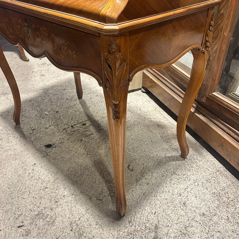 French lady's secretary desk with marquetry headboard, early 20th century