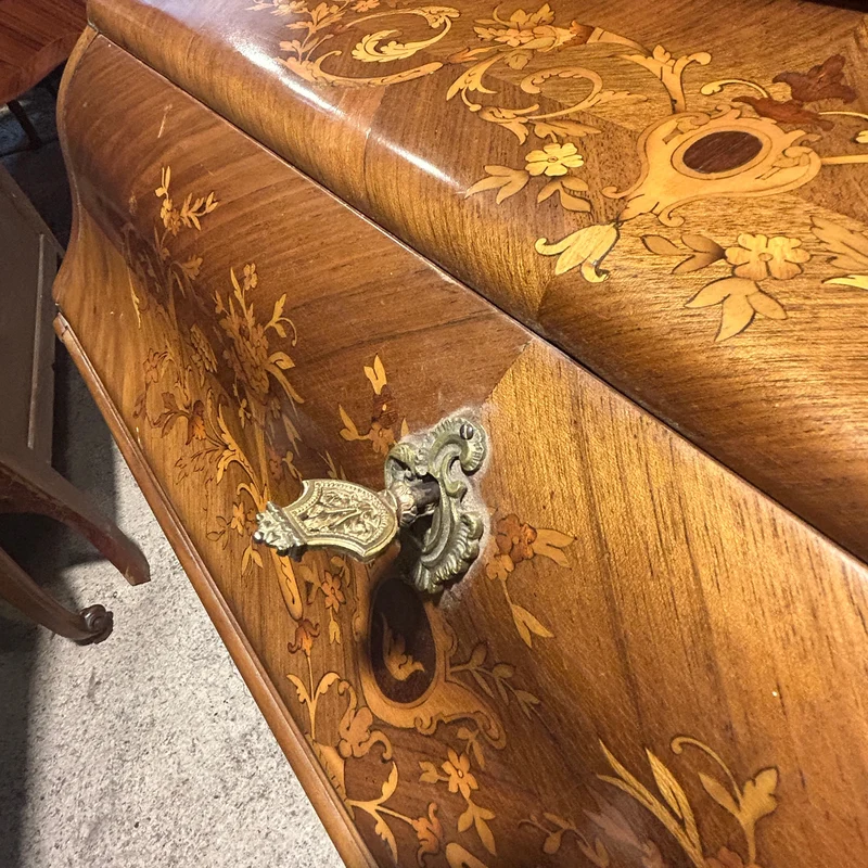 French lady's secretary desk with marquetry headboard, early 20th century