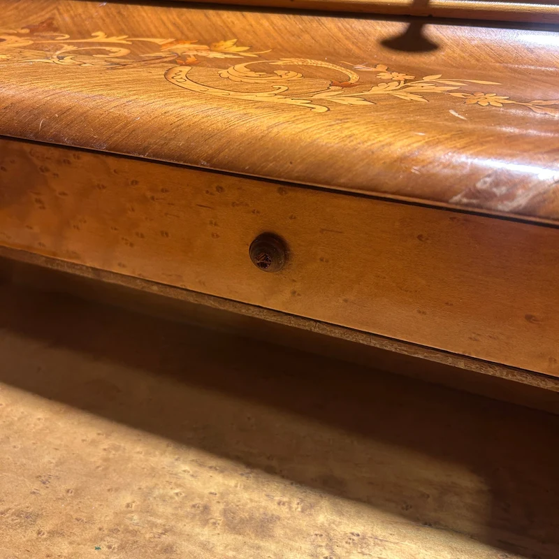 French lady's secretary desk with marquetry headboard, early 20th century