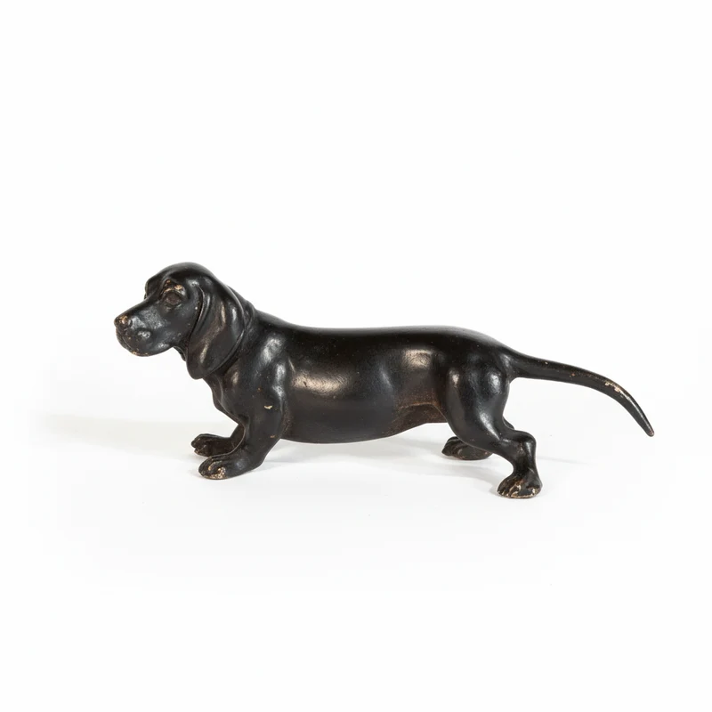 Bronze figure of a Vienna basset dog
