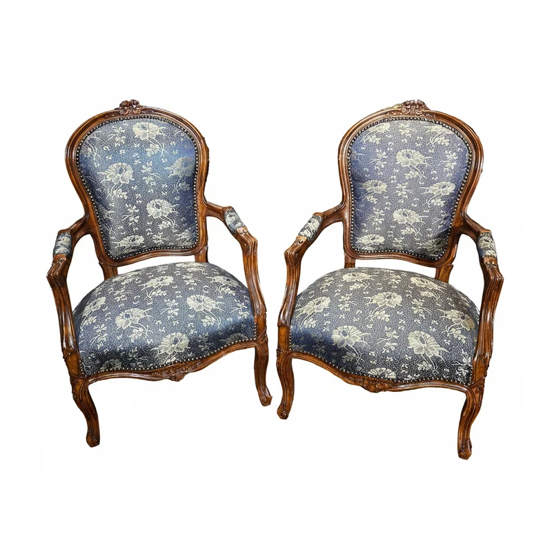 Pair of Louis XV armchairs in walnut
