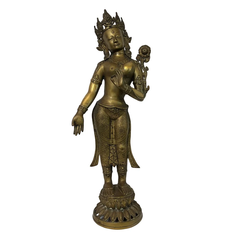 Gran figura tibetana de bronce 'Diosa Tara' mediados s.XX