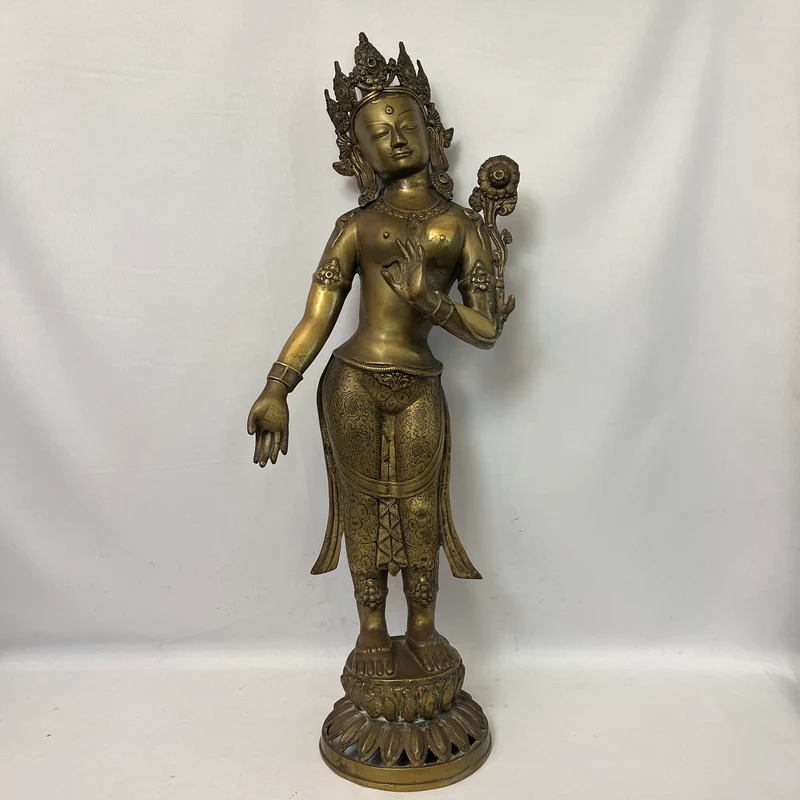 Gran figura tibetana de bronce 'Diosa Tara' mediados s.XX