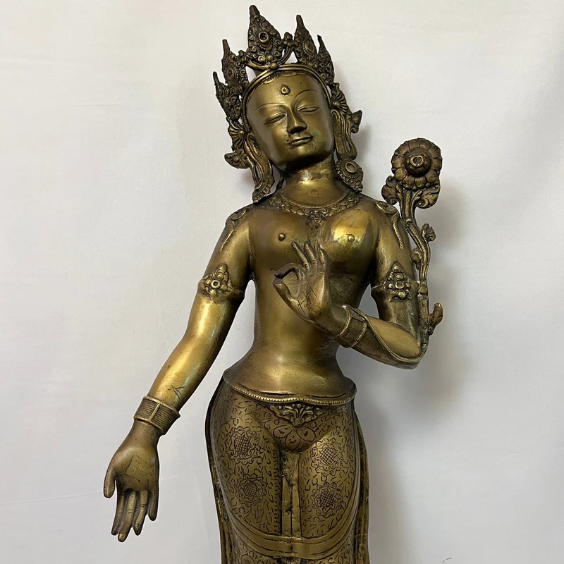Gran figura tibetana de bronce 'Diosa Tara' mediados s.XX