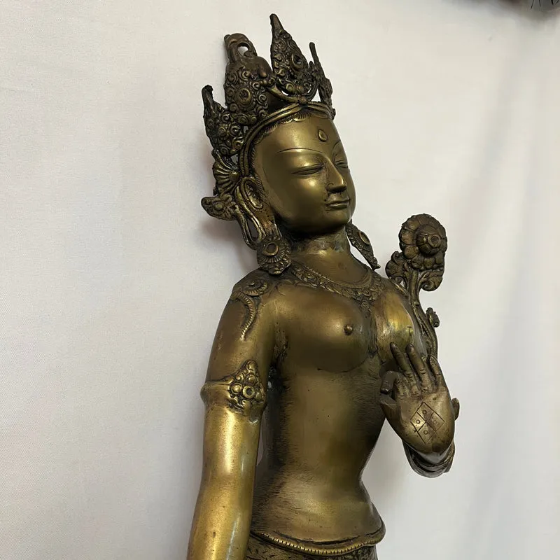 Gran figura tibetana de bronce 'Diosa Tara' mediados s.XX