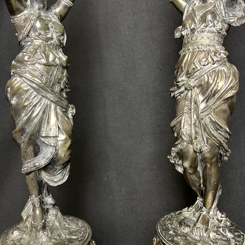 Centros de Mesa WMF Alemania circa 1900 estilo Art Nouveau en estaño y bronce 'Odaliscas'