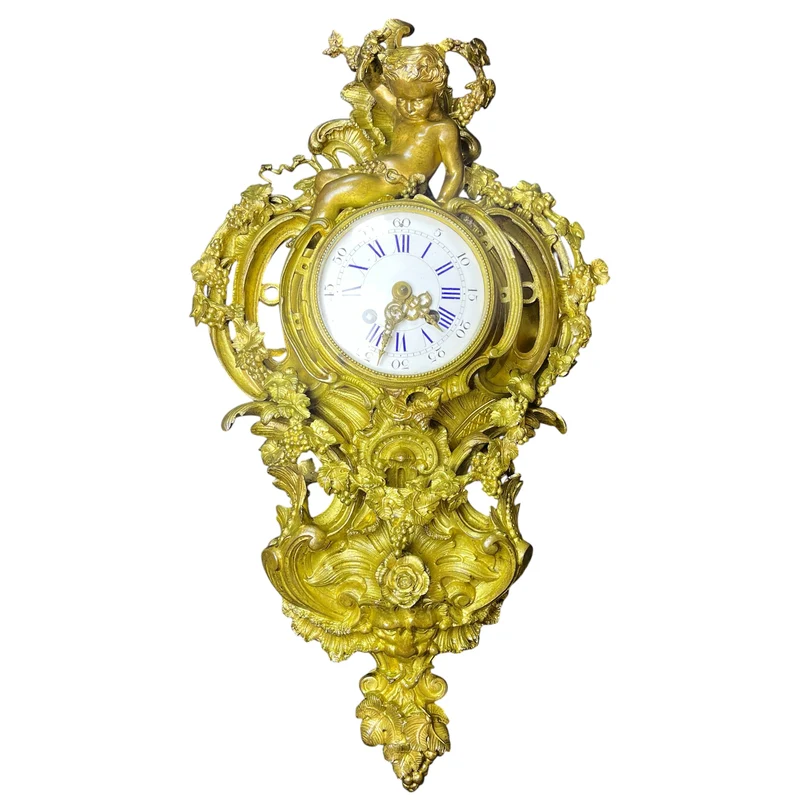 Louis XV poster clock in gilt bronze, late 19th century