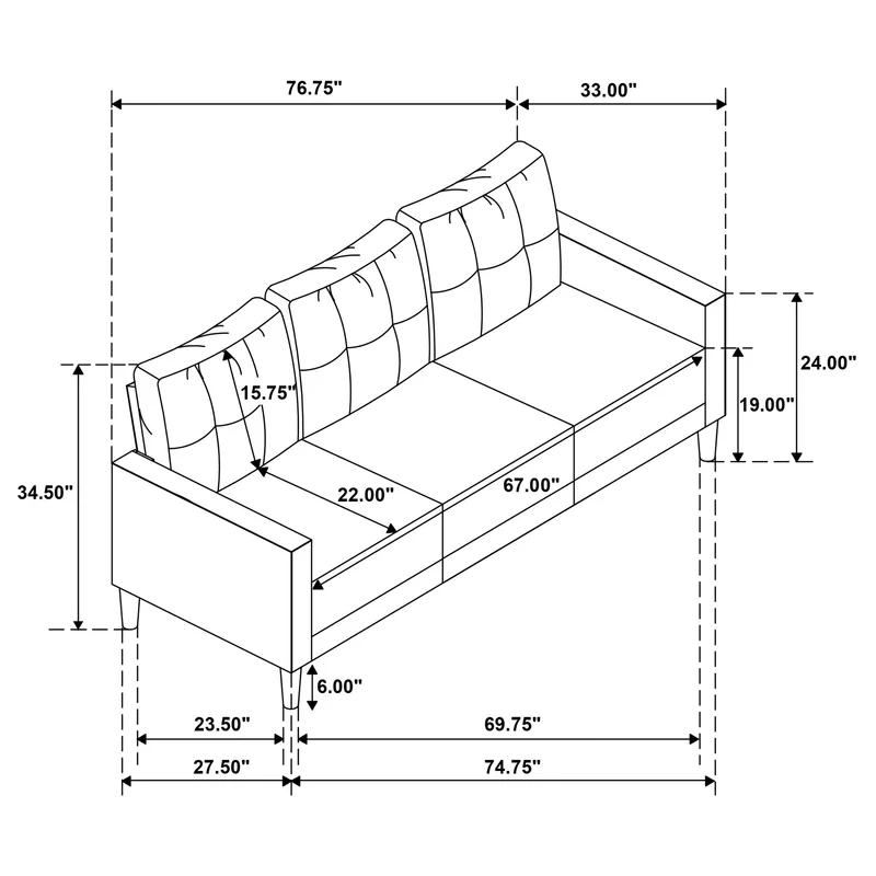 Coaster Furniture Bowen II 509981 Fabric Upholstered Track Arm Sofa - Steel Grey