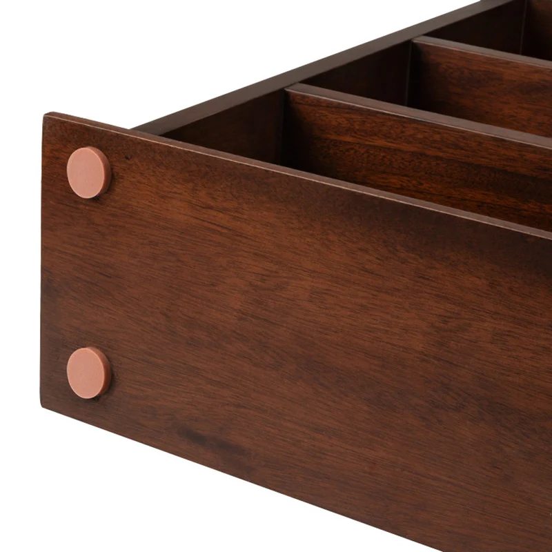 Modern Mid-century Walnut Aluminum Alloy Zinc Alloy Rectangular Arch Desktop Storage Shelf 3-Tier For Living Room & Entryway