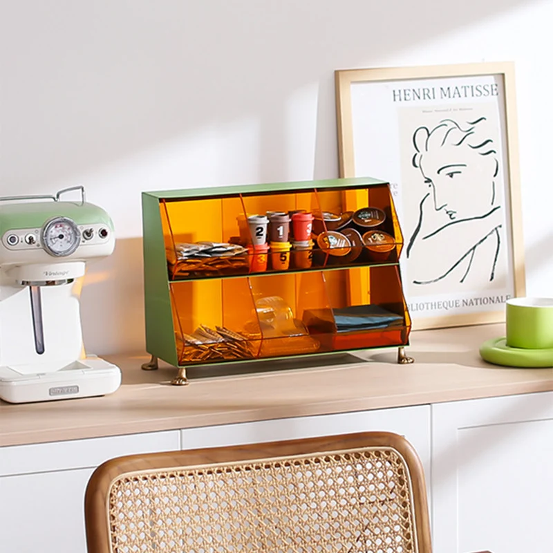 Contemporary Nordic Iron Acrylic Plastic Desktop Storage Shelf 6-Cabinet For Living Room & Entryway