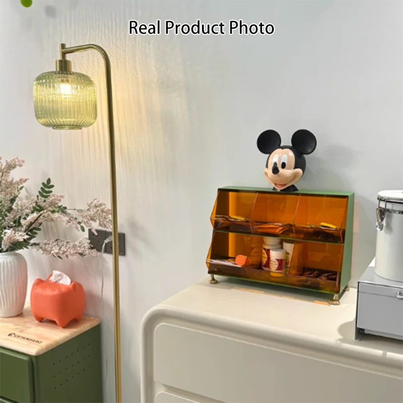 Contemporary Nordic Iron Acrylic Plastic Desktop Storage Shelf 6-Cabinet For Living Room & Entryway