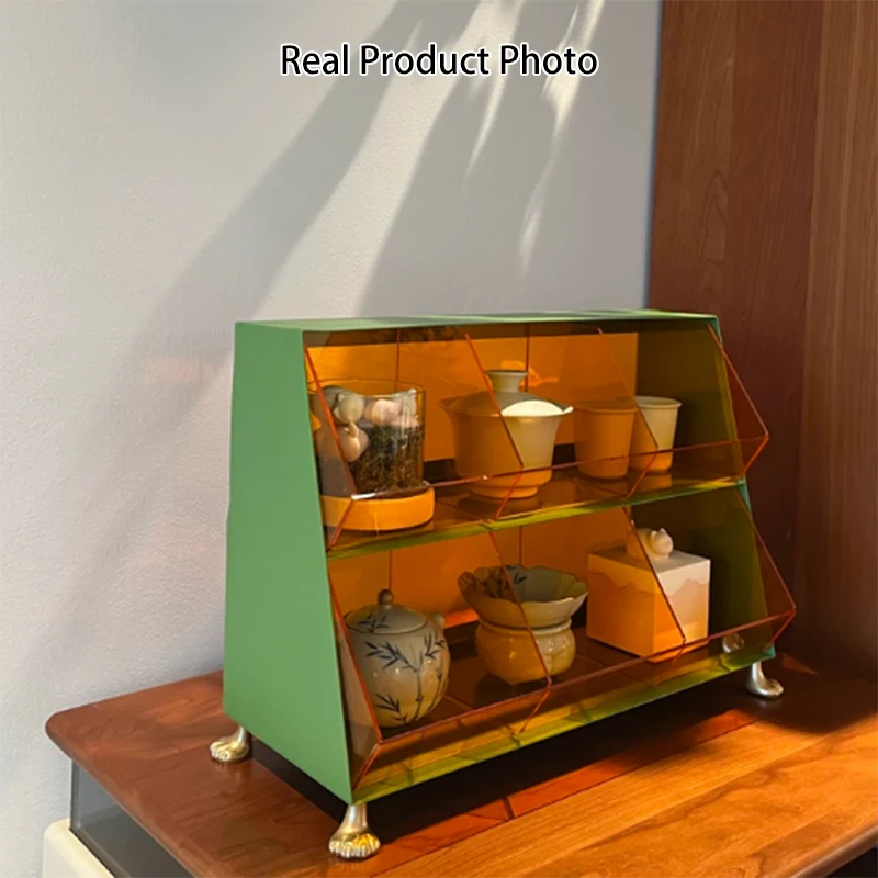 Contemporary Nordic Iron Acrylic Plastic Desktop Storage Shelf 6-Cabinet For Living Room & Entryway
