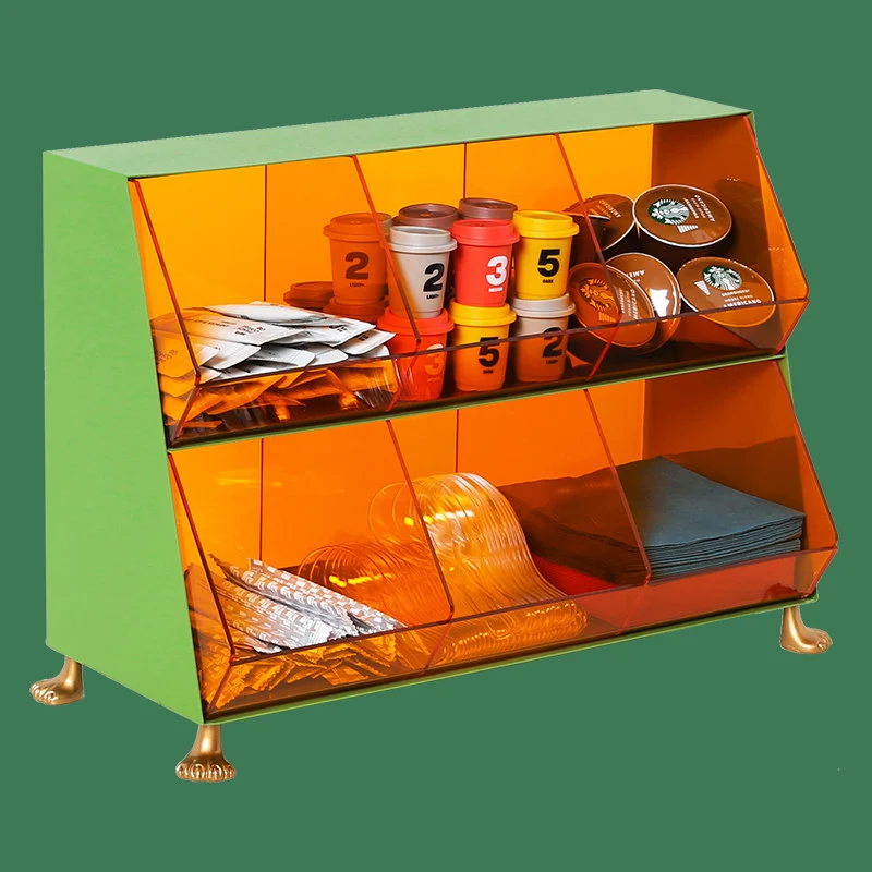 Contemporary Nordic Iron Acrylic Plastic Desktop Storage Shelf 6-Cabinet For Living Room & Entryway
