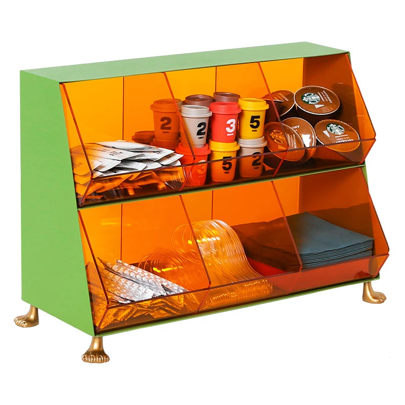 Contemporary Nordic Iron Acrylic Plastic Desktop Storage Shelf 6-Cabinet For Living Room & Entryway