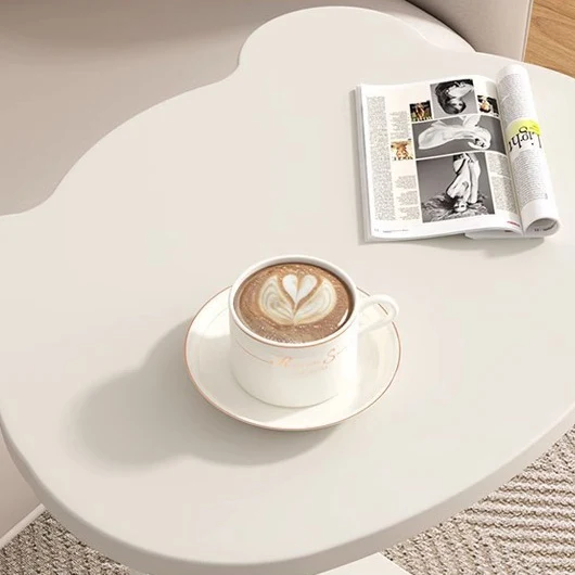 Contemporary Creative Engineered Wood & Metal Panda-Shaped End Table With 2-Tier And Wheels For Living Room
