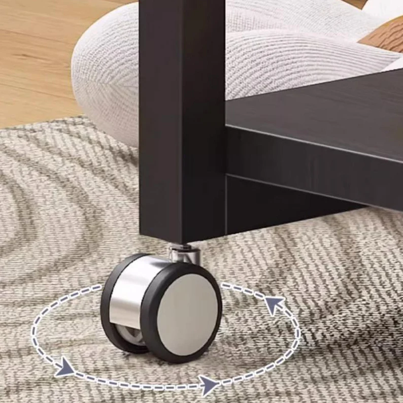 Contemporary Creative Engineered Wood & Metal Panda-Shaped End Table With 2-Tier And Wheels For Living Room