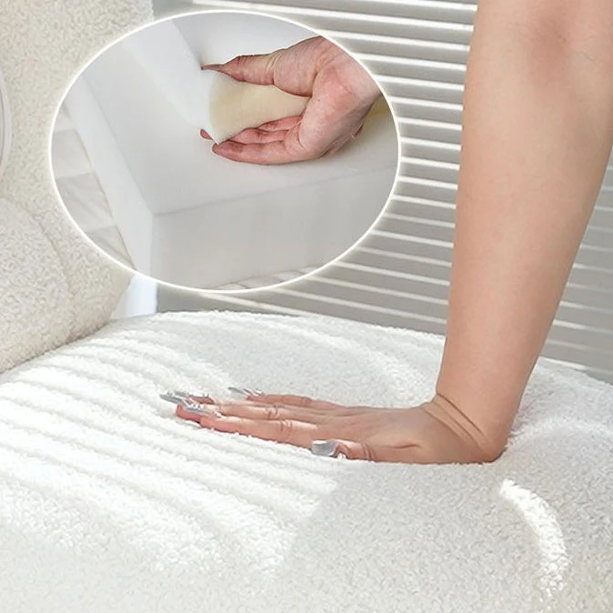 Modern Minimalist Round Bear Sherpa Fabric Carbon Steel Vanity Stool Backrest For Bedroom