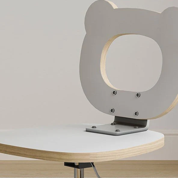 Modern Minimalist Round Bear Sherpa Fabric Carbon Steel Vanity Stool Backrest For Bedroom
