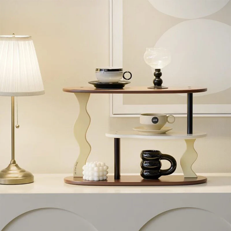 Contemporary Nordic MDF Acrylic Desktop Storage Shelf 3-Tier For Living Room & Entryway