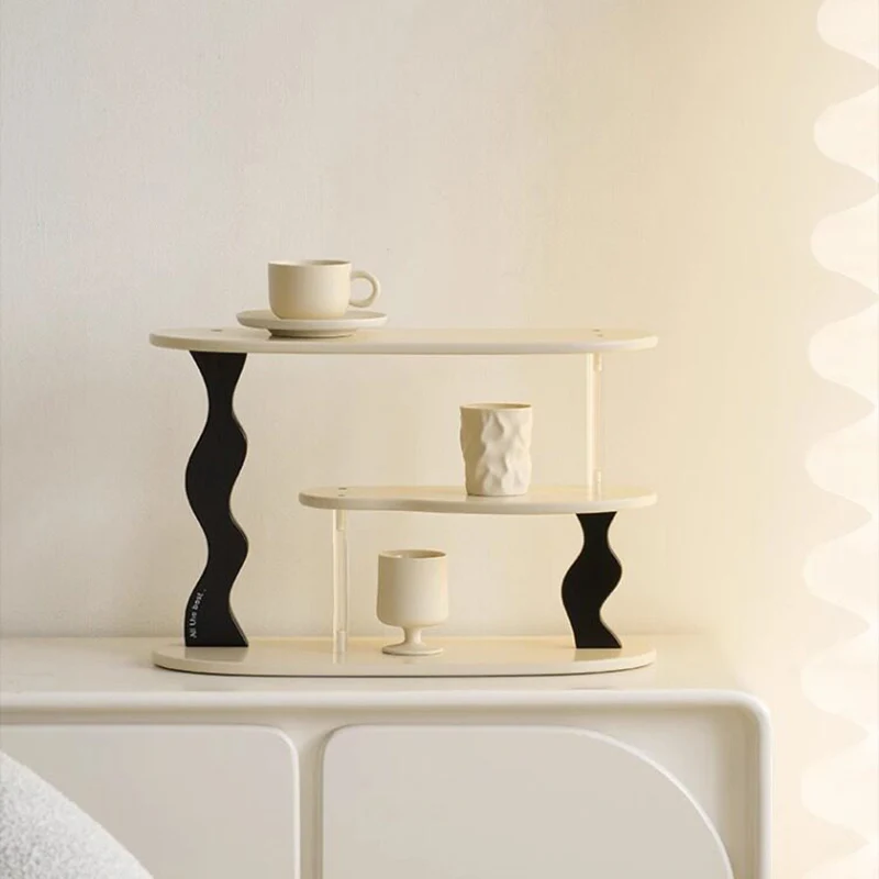 Contemporary Nordic MDF Acrylic Desktop Storage Shelf 3-Tier For Living Room & Entryway