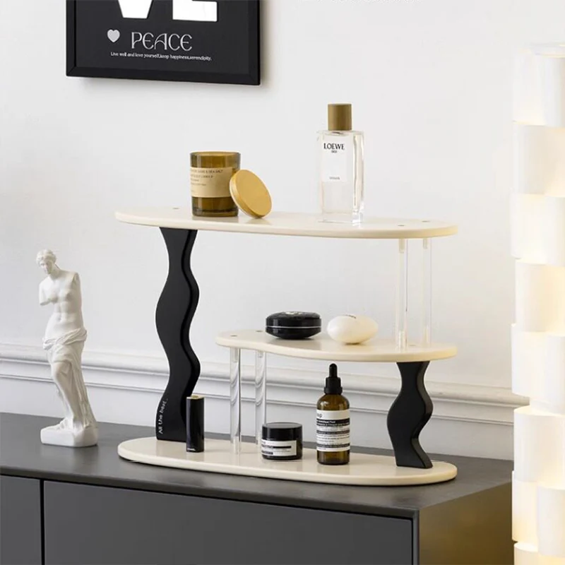 Contemporary Nordic MDF Acrylic Desktop Storage Shelf 3-Tier For Living Room & Entryway