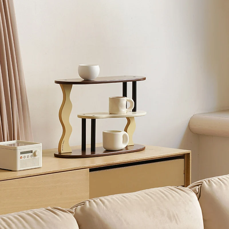 Contemporary Nordic MDF Acrylic Desktop Storage Shelf 3-Tier For Living Room & Entryway