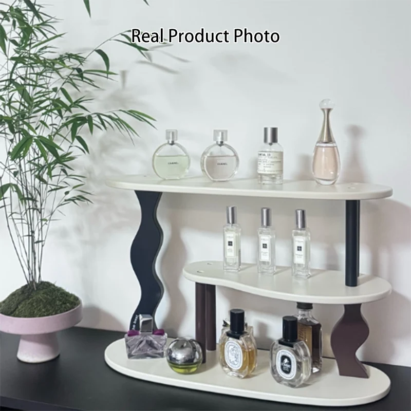 Contemporary Nordic MDF Acrylic Desktop Storage Shelf 3-Tier For Living Room & Entryway