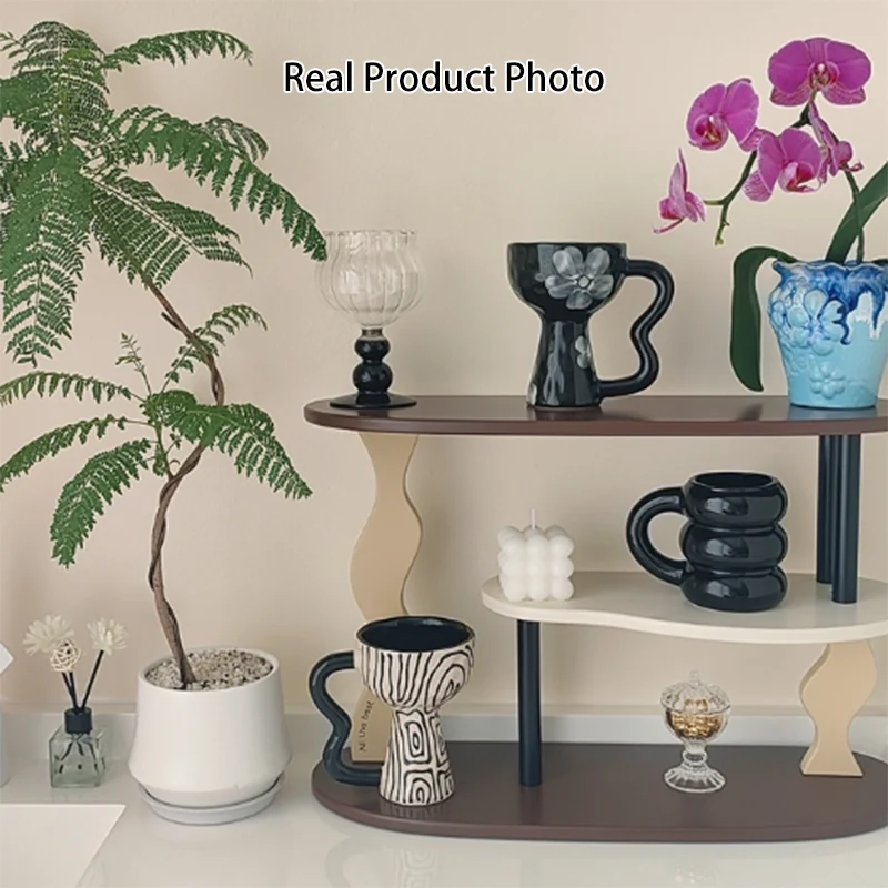 Contemporary Nordic MDF Acrylic Desktop Storage Shelf 3-Tier For Living Room & Entryway