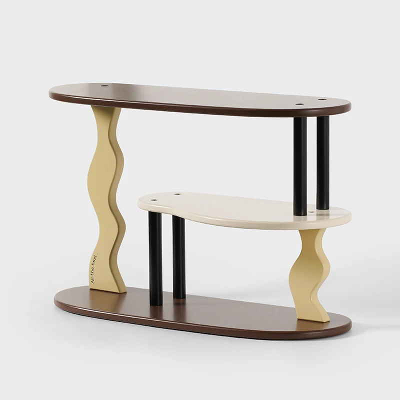 Contemporary Nordic MDF Acrylic Desktop Storage Shelf 3-Tier For Living Room & Entryway