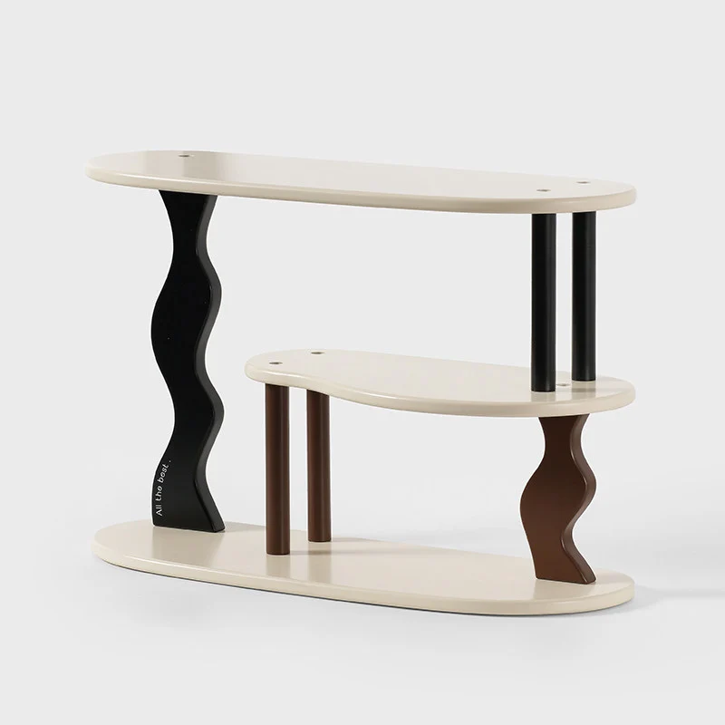 Contemporary Nordic MDF Acrylic Desktop Storage Shelf 3-Tier For Living Room & Entryway