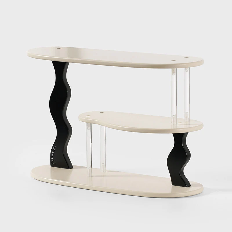 Contemporary Nordic MDF Acrylic Desktop Storage Shelf 3-Tier For Living Room & Entryway