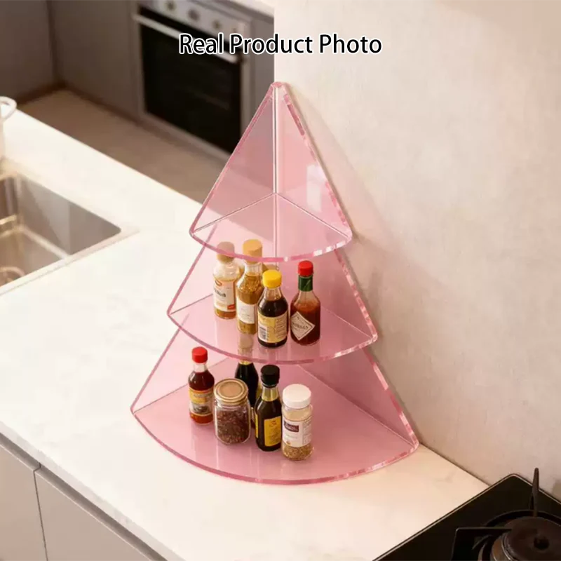 Contemporary Creative Acrylic Christmas Tree-shaped Desktop Storage Shelf 3-Tier Perfume & Cosmetics Display Shelf For Bedroom & Living Room