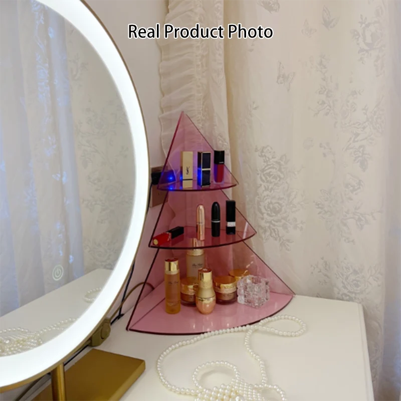 Contemporary Creative Acrylic Christmas Tree-shaped Desktop Storage Shelf 3-Tier Perfume & Cosmetics Display Shelf For Bedroom & Living Room