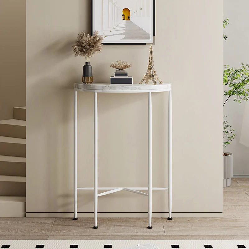 Contemporary Scandinavian Carbon Steel Plank Semicircular Space-Saving Console Table 1-Tier For Entryway & Hallway