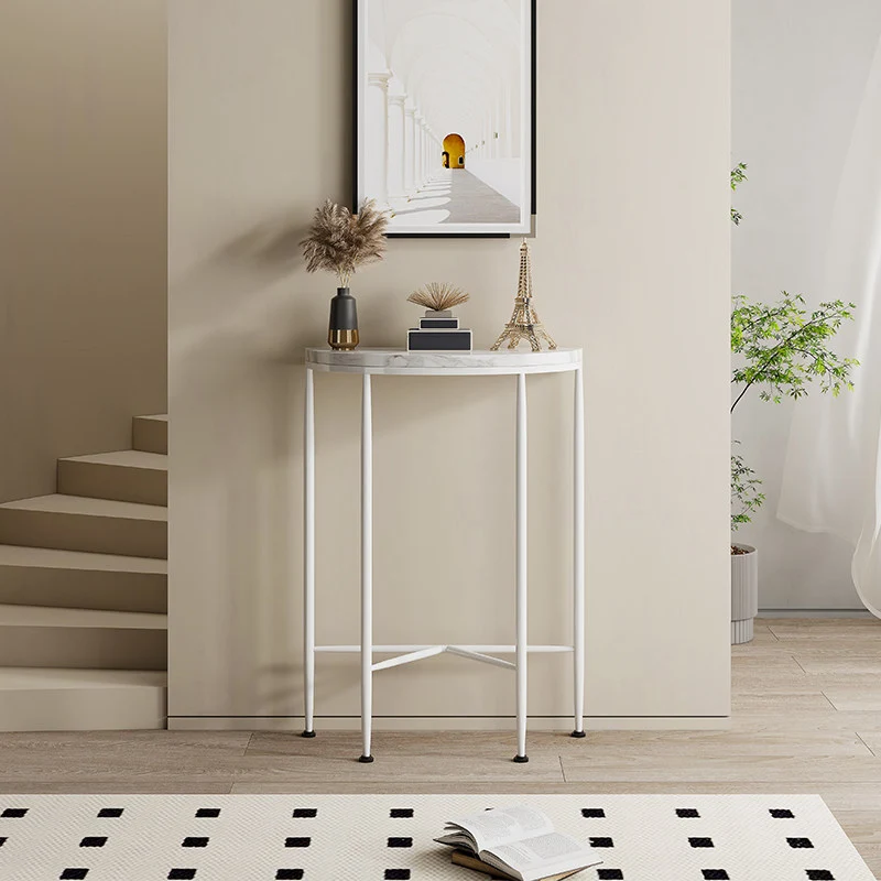 Contemporary Scandinavian Carbon Steel Plank Semicircular Space-Saving Console Table 1-Tier For Entryway & Hallway