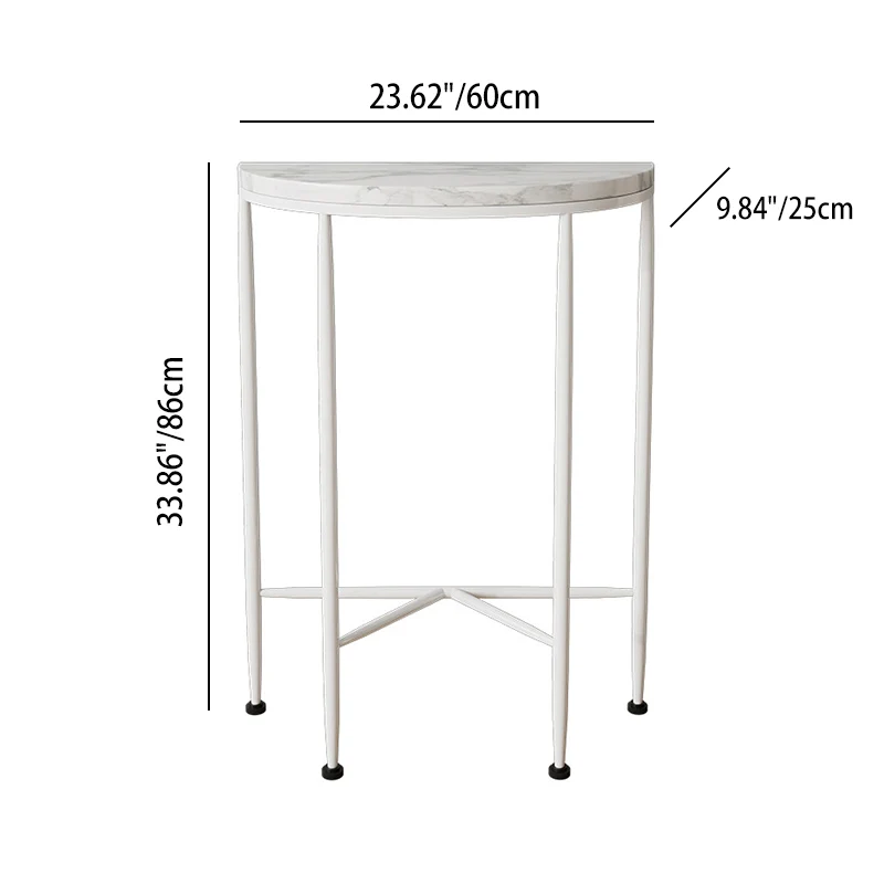 Contemporary Scandinavian Carbon Steel Plank Semicircular Space-Saving Console Table 1-Tier For Entryway & Hallway