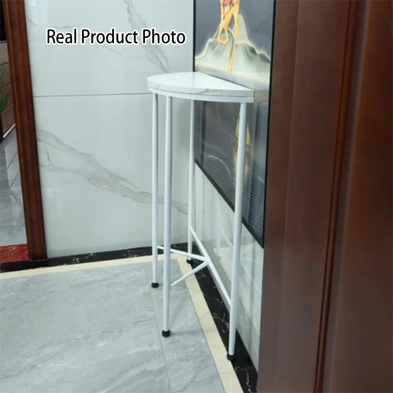 Contemporary Scandinavian Carbon Steel Plank Semicircular Space-Saving Console Table 1-Tier For Entryway & Hallway