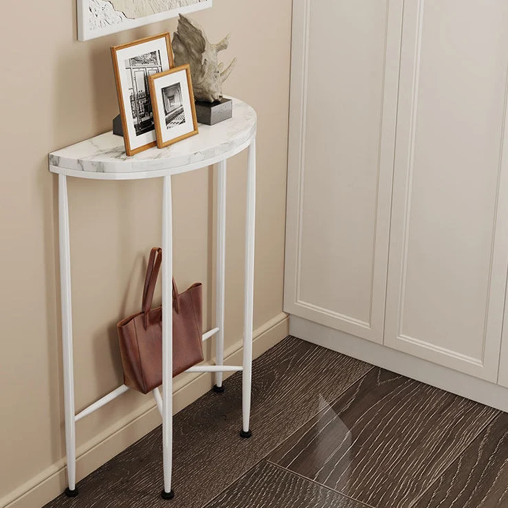 Contemporary Scandinavian Carbon Steel Plank Semicircular Space-Saving Console Table 1-Tier For Entryway & Hallway