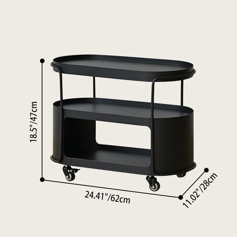 Modern Minimalist High-Temperature Baked Paint Iron Oval Movable End Table 3-Tier For Living Room