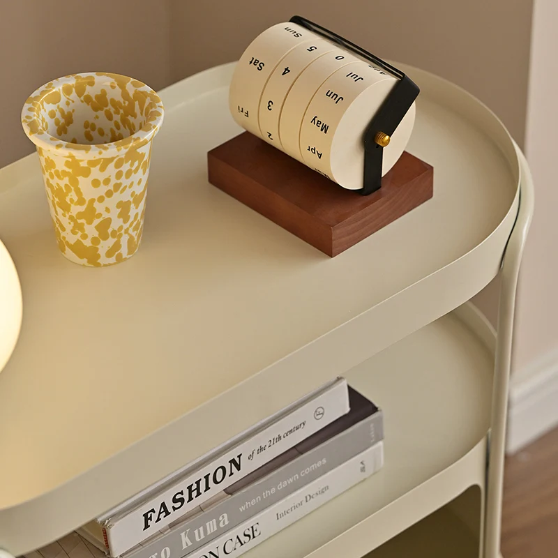 Modern Minimalist High-Temperature Baked Paint Iron Oval Movable End Table 3-Tier For Living Room