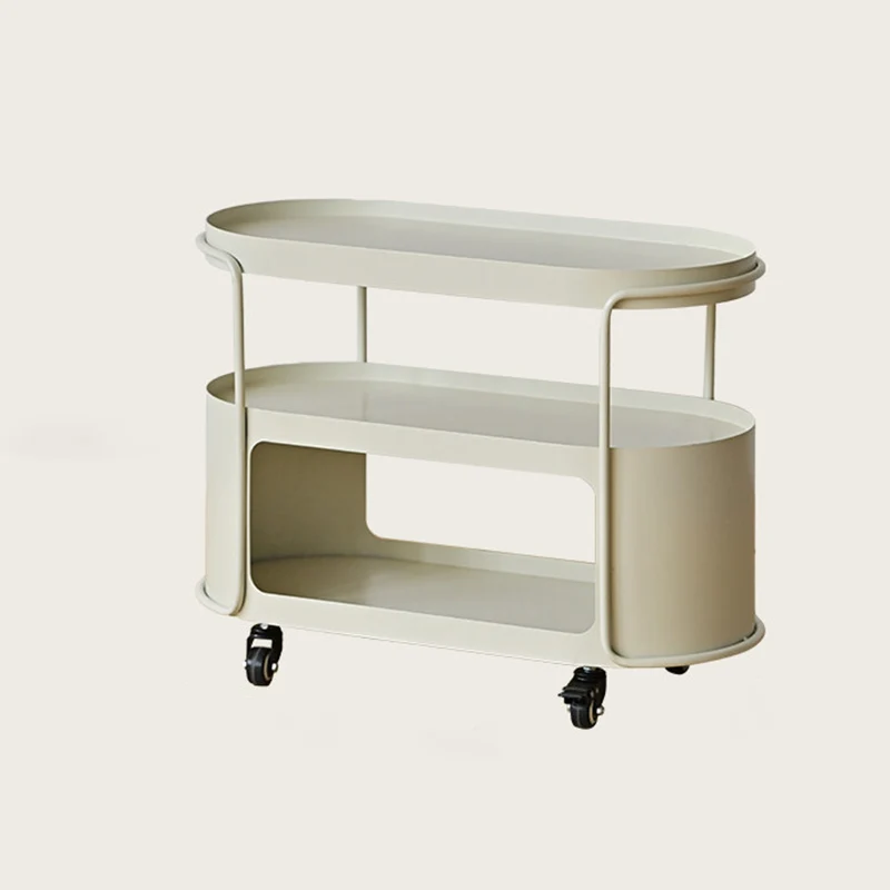 Modern Minimalist High-Temperature Baked Paint Iron Oval Movable End Table 3-Tier For Living Room